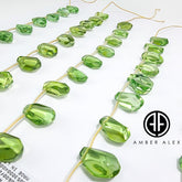 Green Amber Free Shape Faceted Beads